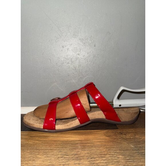 Vionic Misa Red Patent Leather Triple Strap Adjustable Slide Sandals Size 10 - Picture 7 of 11